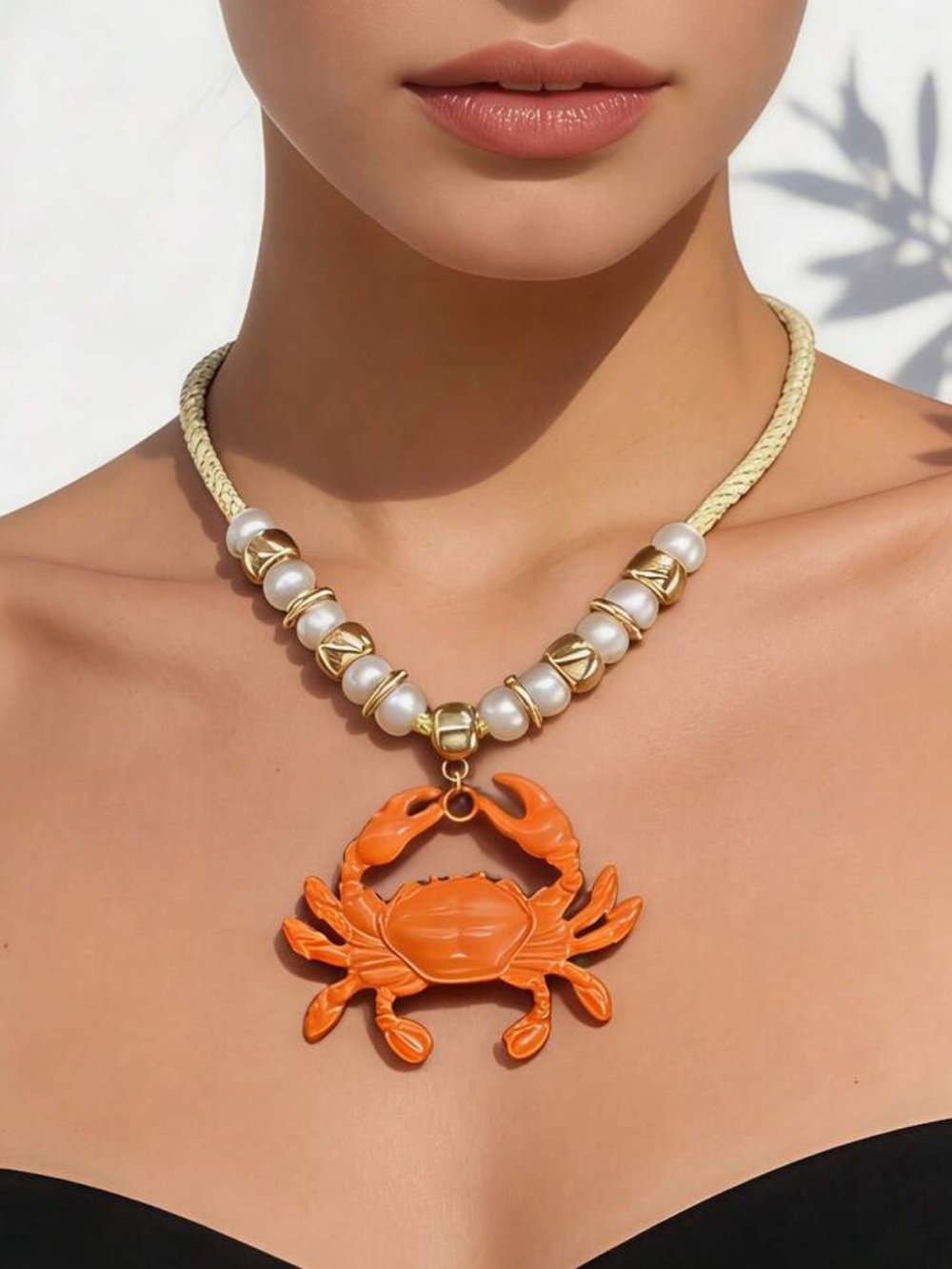 Orange crab pendant necklace R649 - Picture 2 of 3